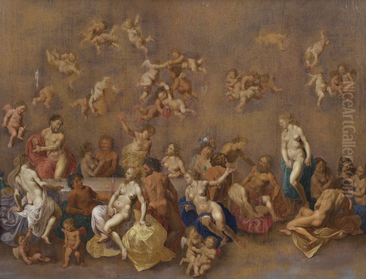 Gudernes festmaltid Oil Painting by Cornelius van Poelenburgh