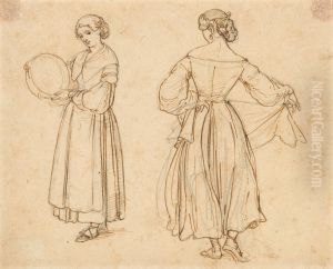 Drawn Study for Roman Woman Dancing