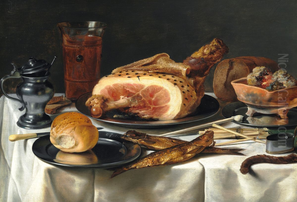 Still Life with Ham Oil Painting by Pieter Claesz
