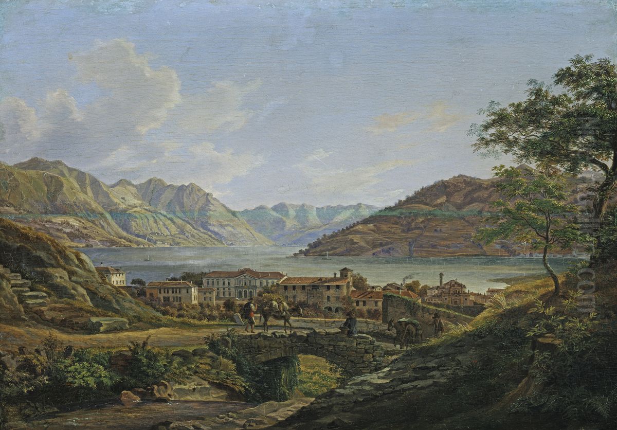 Comer See Oil Painting by Heinrich Adam
