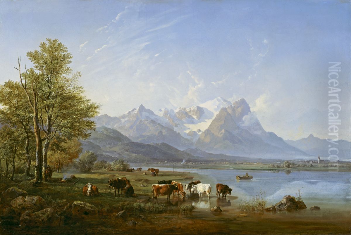 Das Garmischer Tal Oil Painting by Heinrich Burkel