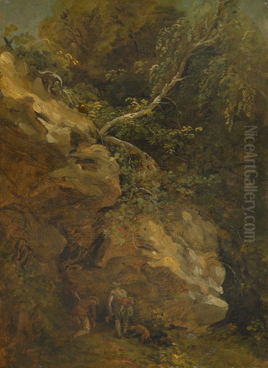 Forstmeister Dillis am Dachsbau Oil Painting by Johann Georg von Dillis