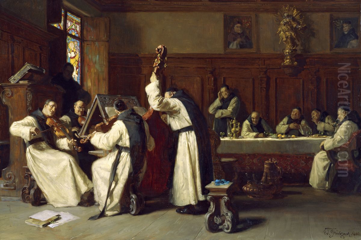 Siesta im Kloster Oil Painting by Eduard Von Grutzner