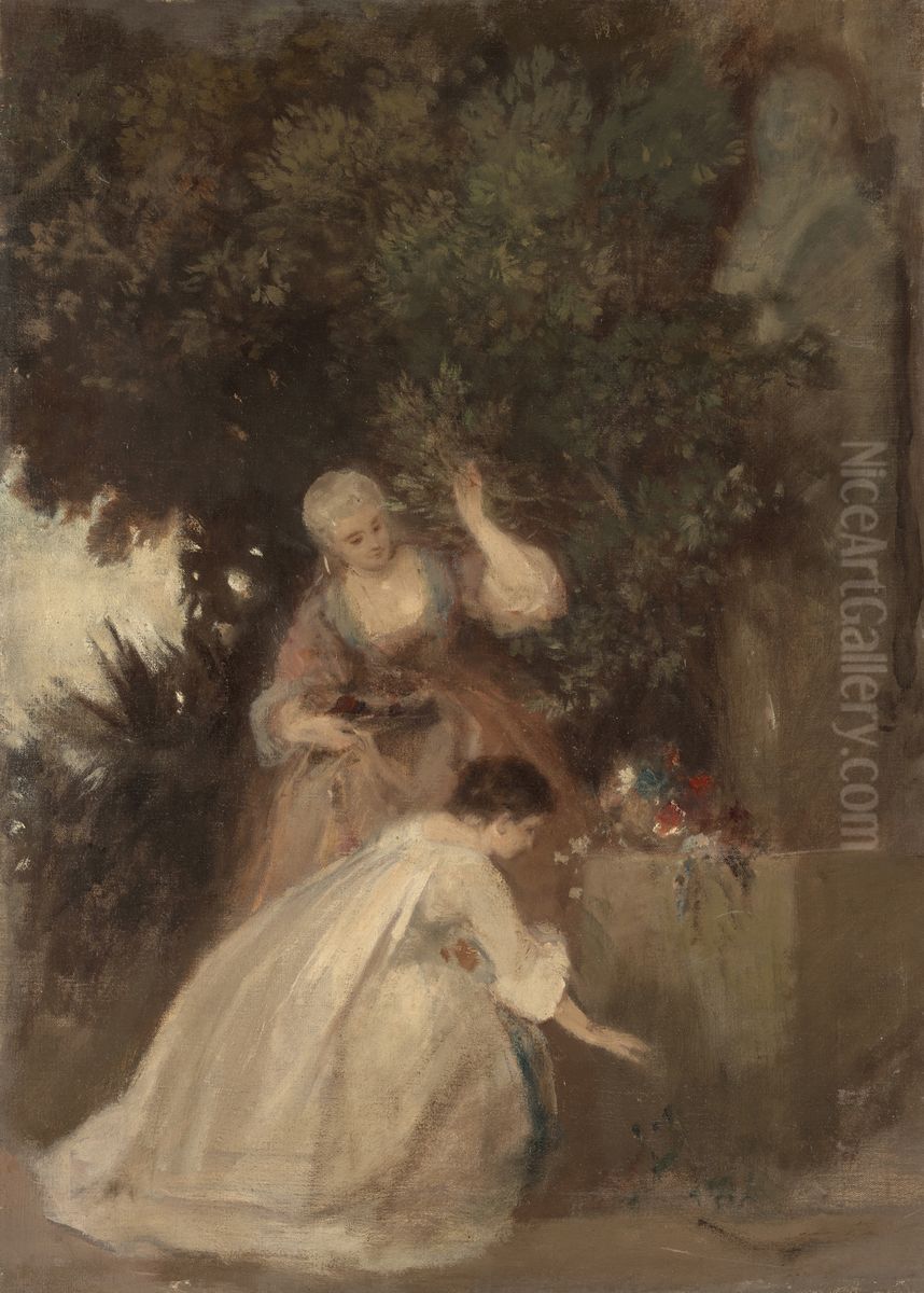 In the Park Oil Painting by Ludwig Von Hagn