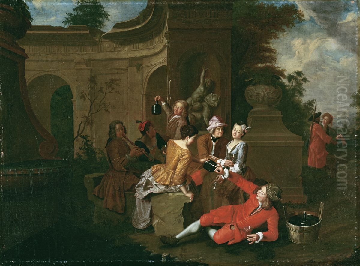 Picknick im Park Oil Painting by Peter Jacob Horemans