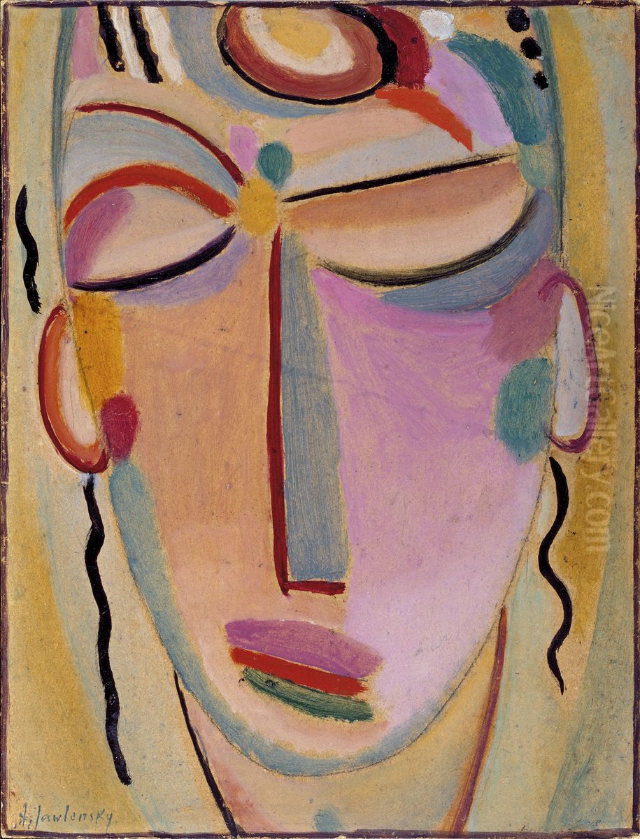 Mystischer Kopf: Meditation Oil Painting by Alexei Jawlensky