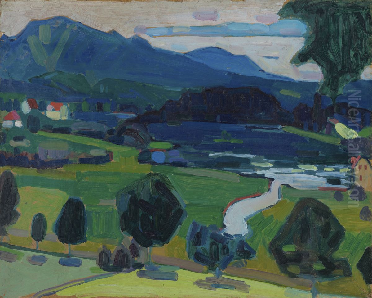 Murnau - View over the Staffelsee Oil Painting by Wassily Kandinsky
