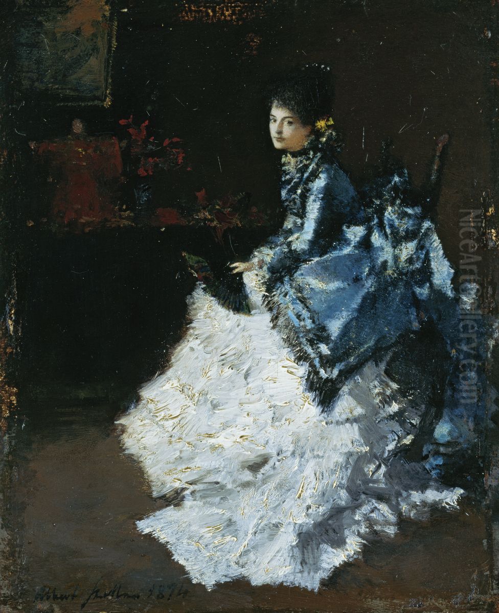 Die Schauspielerin Mimi Cramer Oil Painting by Albert von Keller