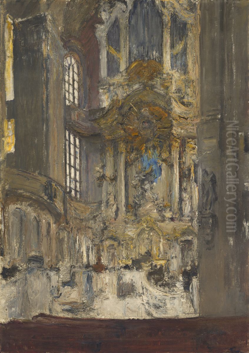 Inneres der Frauenkirche in Dresden Oil Painting by Gotthardt Kuehl