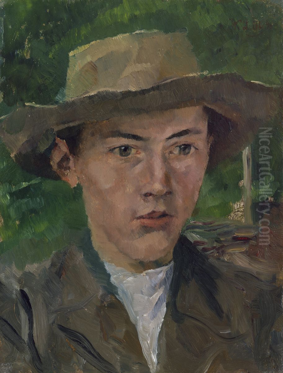 Knabenkopf Oil Painting by Wilhelm Leibl