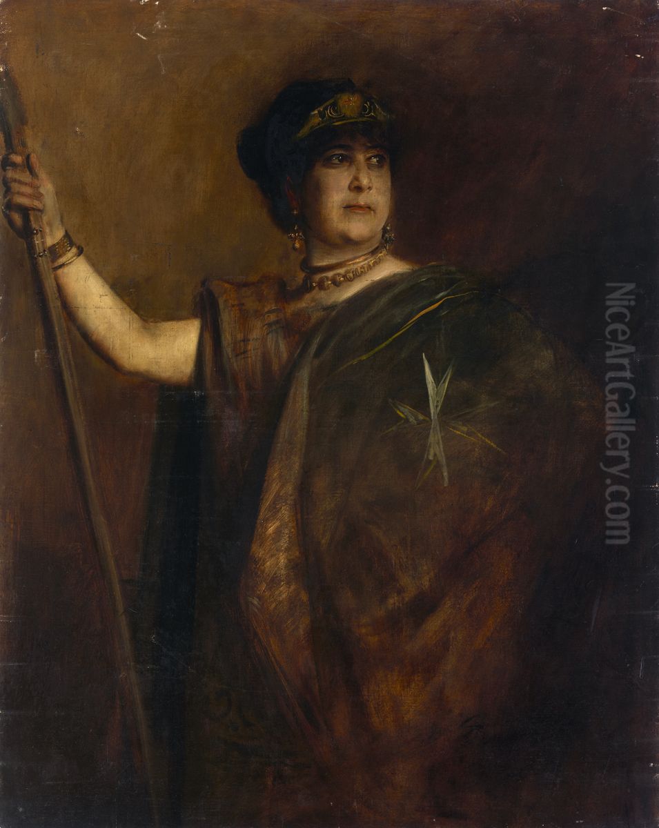 Charlotte Wolter Oil Painting by Lenbach Franz Von