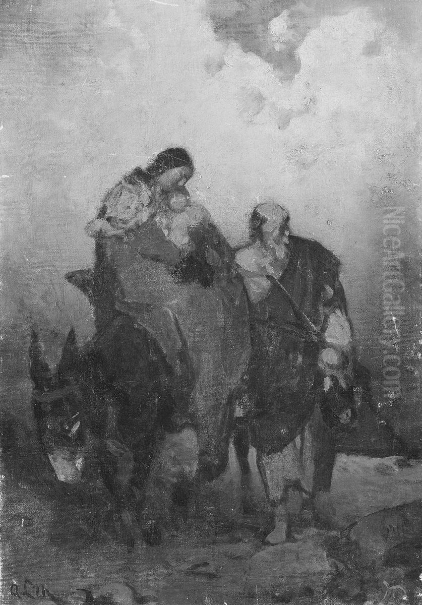 Flucht nach Aegypten Oil Painting by Sandor Liezen-Mayer