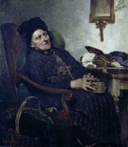 Alte Frau in Interieur