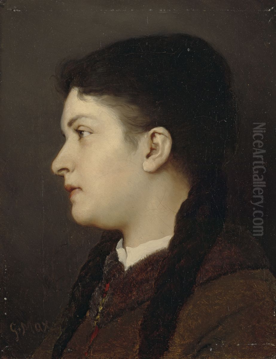 Madchenportrait Oil Painting by Gabriel von Max