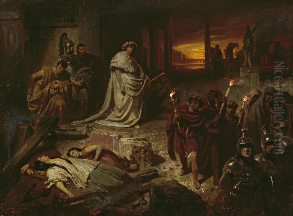 Nero auf den Trummern Roms Oil Painting by Karl von Piloty