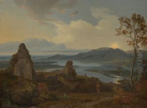 Flusslandschaft mit Kirchenruine