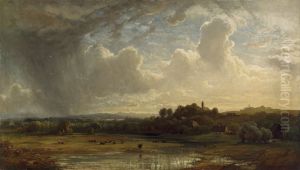 Oberbayrische Flusslandschaft bei Gewitter