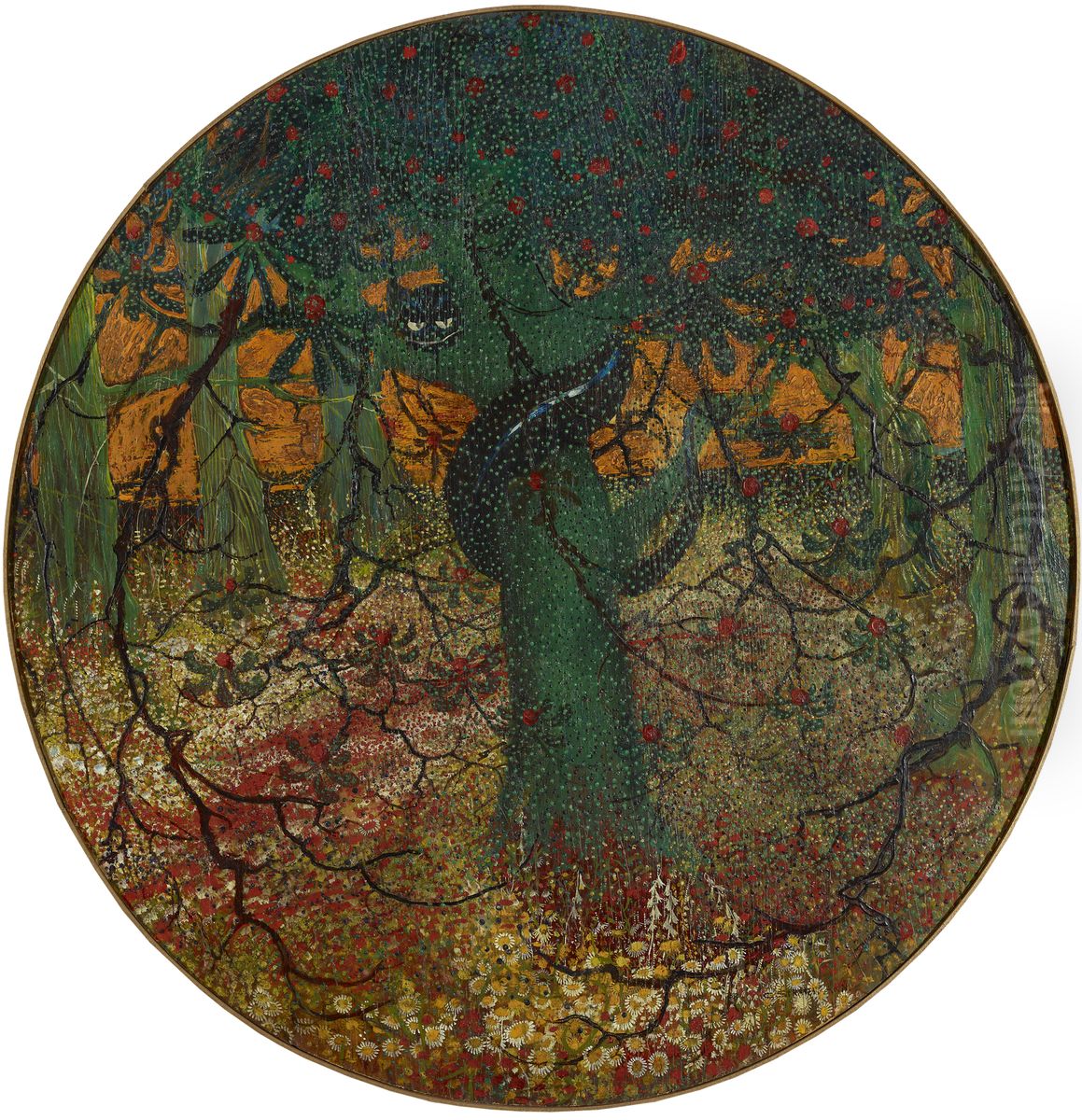 Der Paradiesbaum mit Schlange Oil Painting by Carl Strathmann