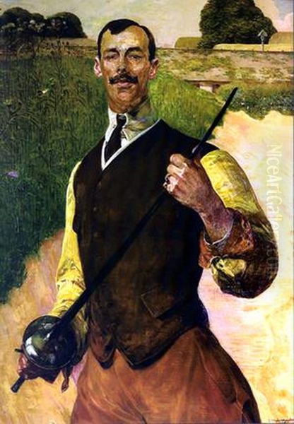 Fencer Oil Painting by Jacek Malczewski