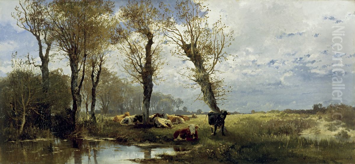 Landschaft mit Viehherde Oil Painting by Joseph Wenglein