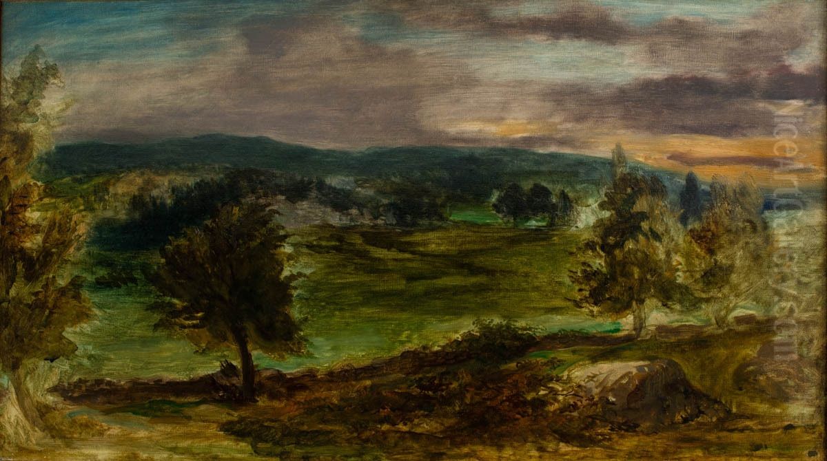 Paysage a Champrosay Oil Painting by Eugene Delacroix