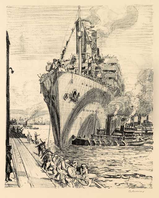 The Transport Aquitania Oil Painting by Arthur Lismer