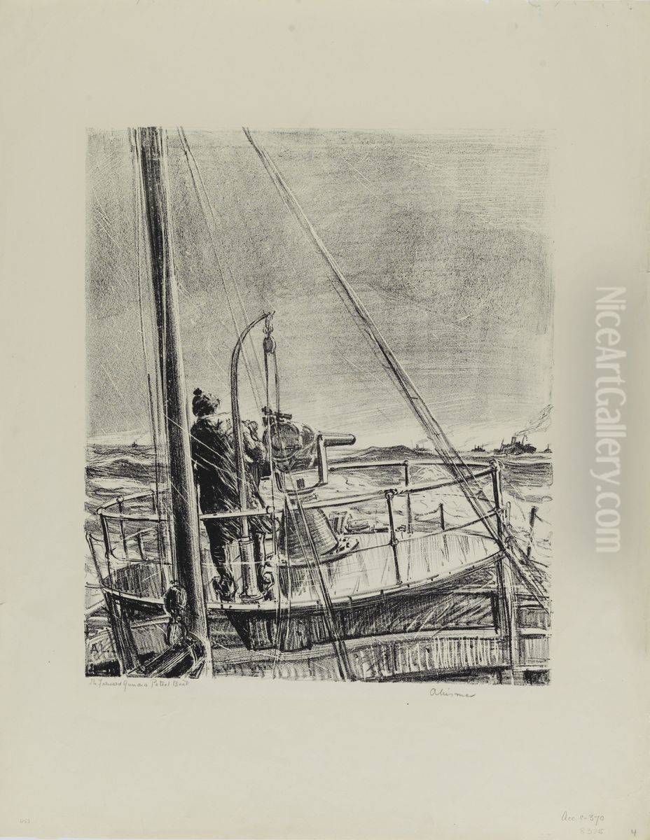 A Forward Gun on a Patrol Boat Oil Painting by Arthur Lismer