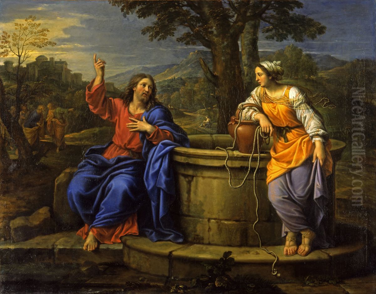 Christ and the Woman of Samaria Oil Painting by Pierre Mignard I