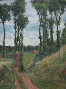 Landscape with Tall TreesorPoplar-Lined Lane, Osny