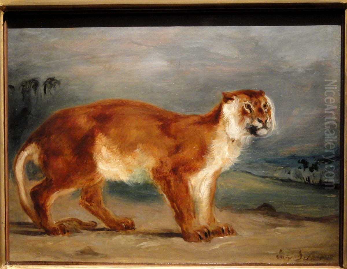Lioness Oil Painting by Eugene Delacroix