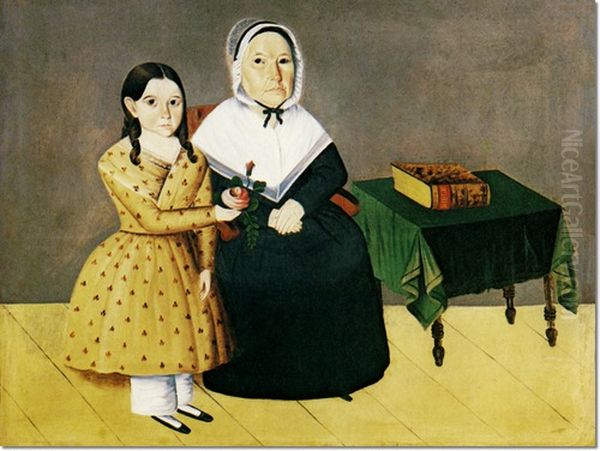 Anna Gould Crane and Granddaughter Janette Oil Painting by Sheldon Peck