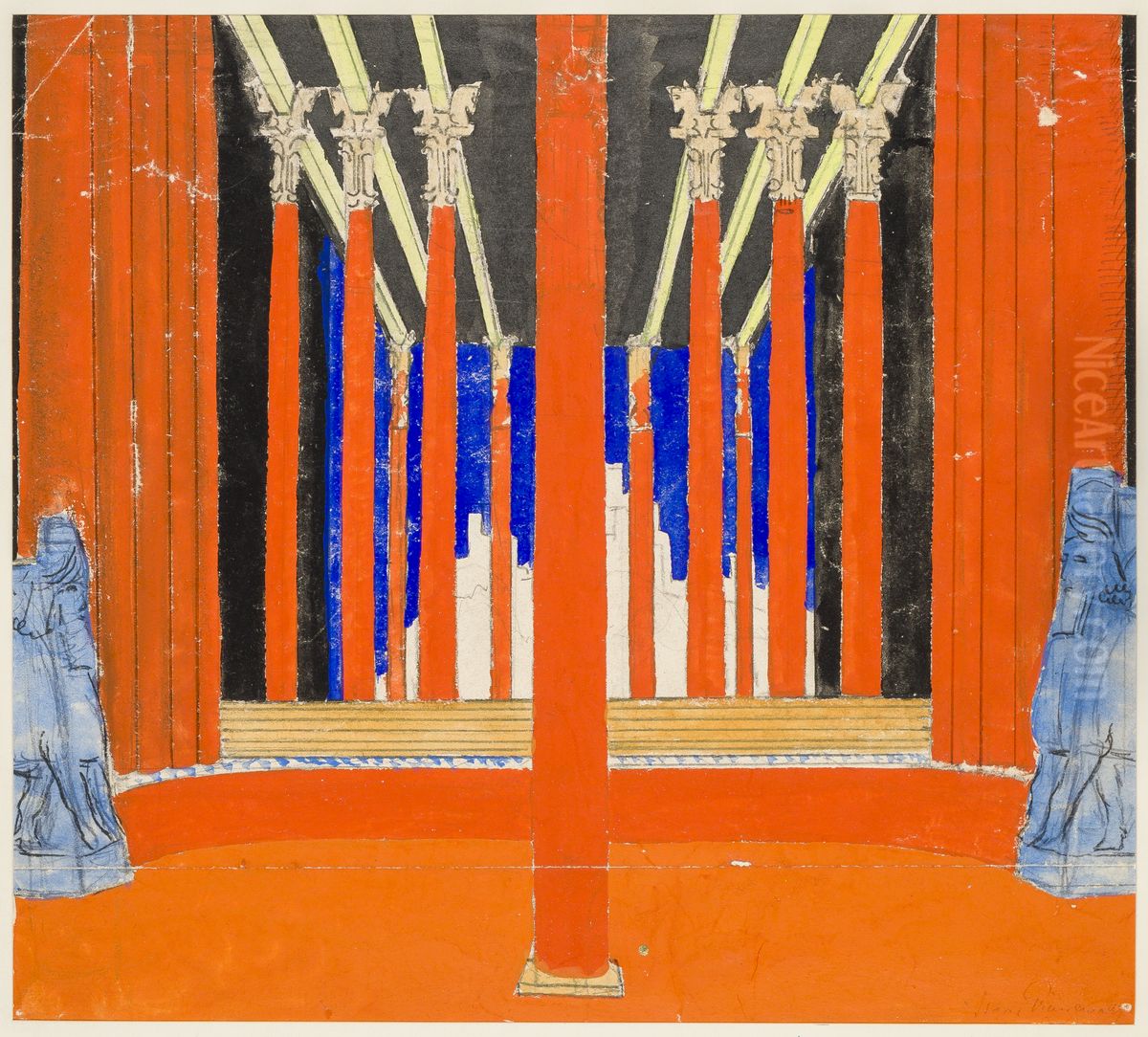 Dekorationsskiss av Isaac Grunewald - Simson och Delila Oil Painting by Isaac Grunewald