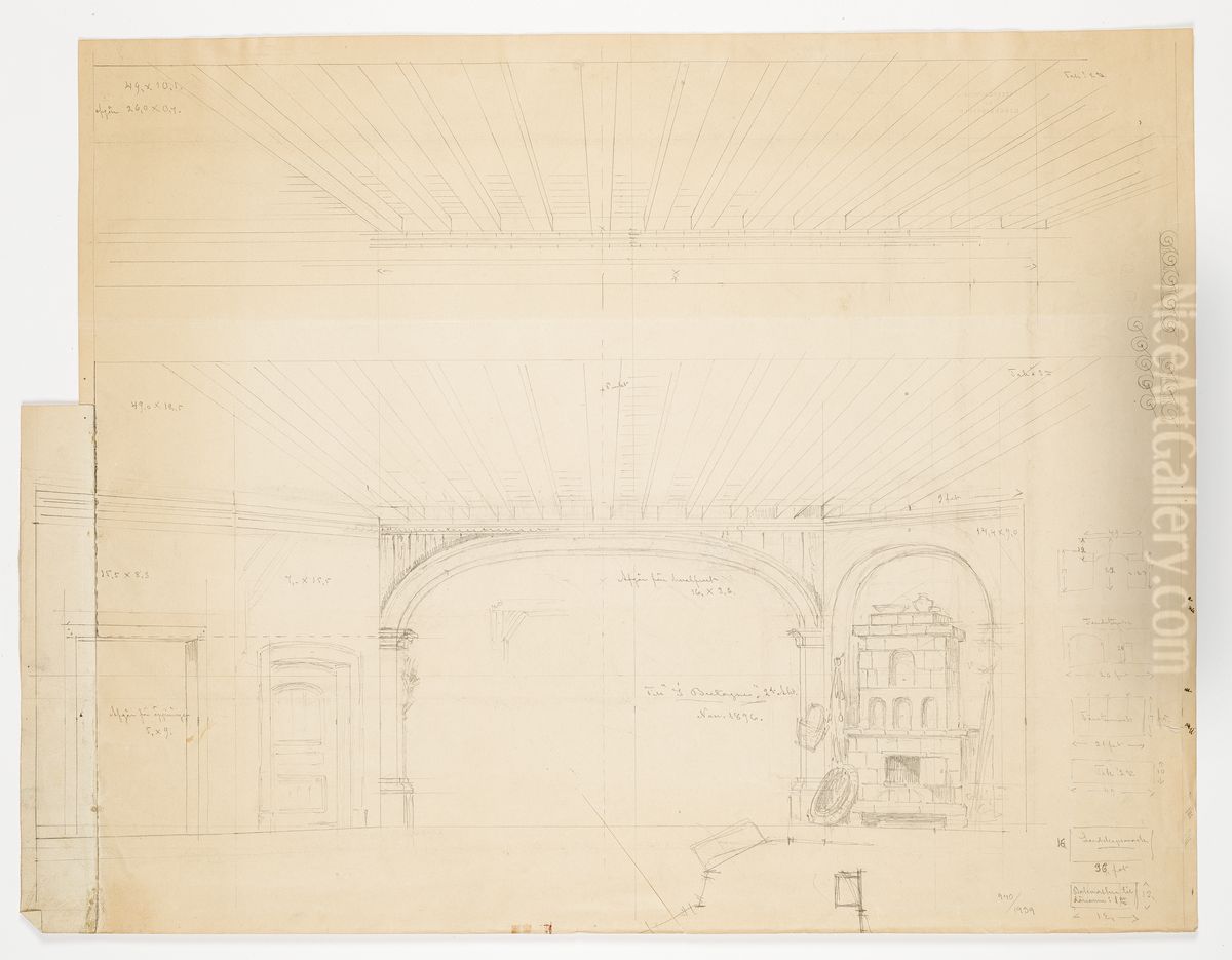 Scenografiskiss av Christian Jansson Oil Painting by Johan Christian Jansson