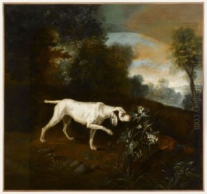 Chien en arret devant un faisan