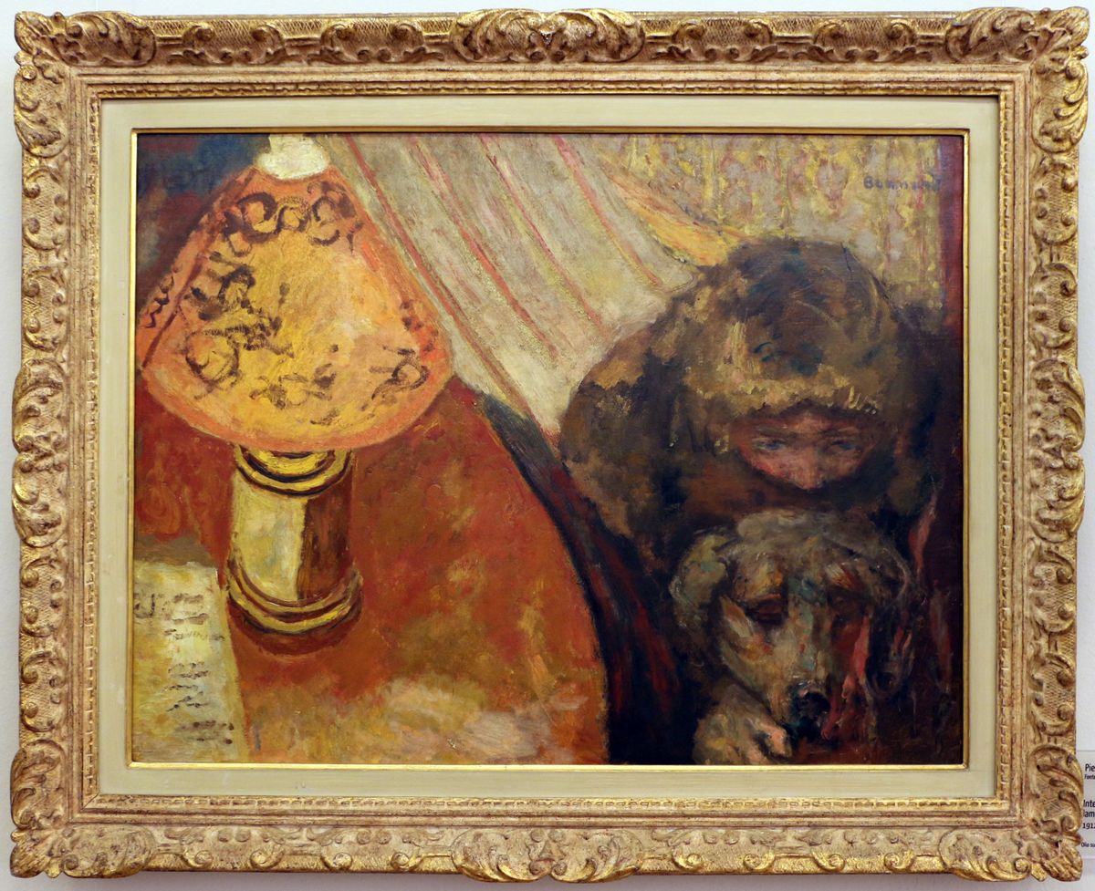 Indoor (By lamp light) Oil Painting by Pierre Bonnard