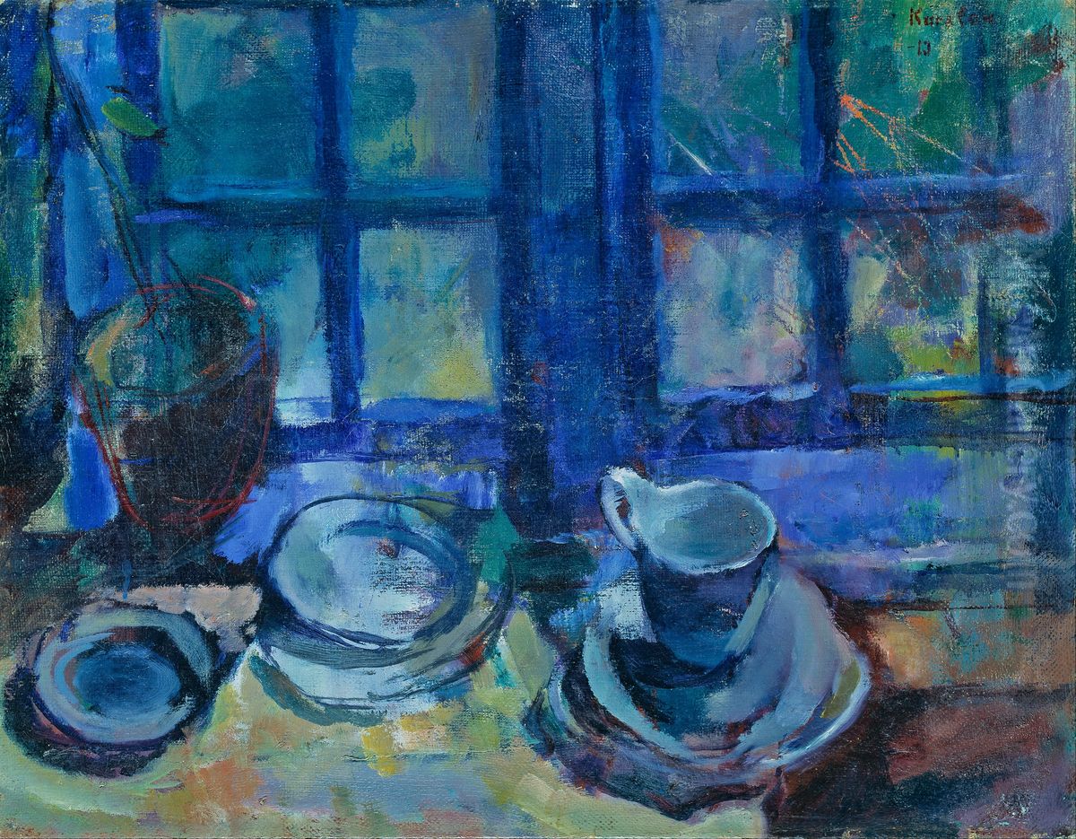 The blue Kitchen Oil Painting by Ludvig Karsten