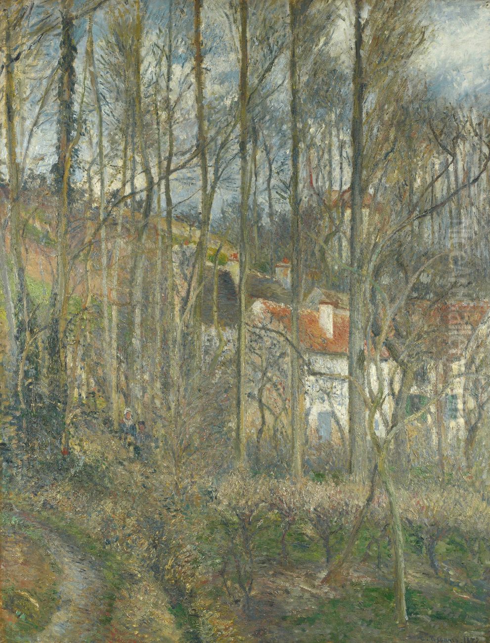 The Cote des Boeufs at L\ Oil Painting by Camille Pissarro