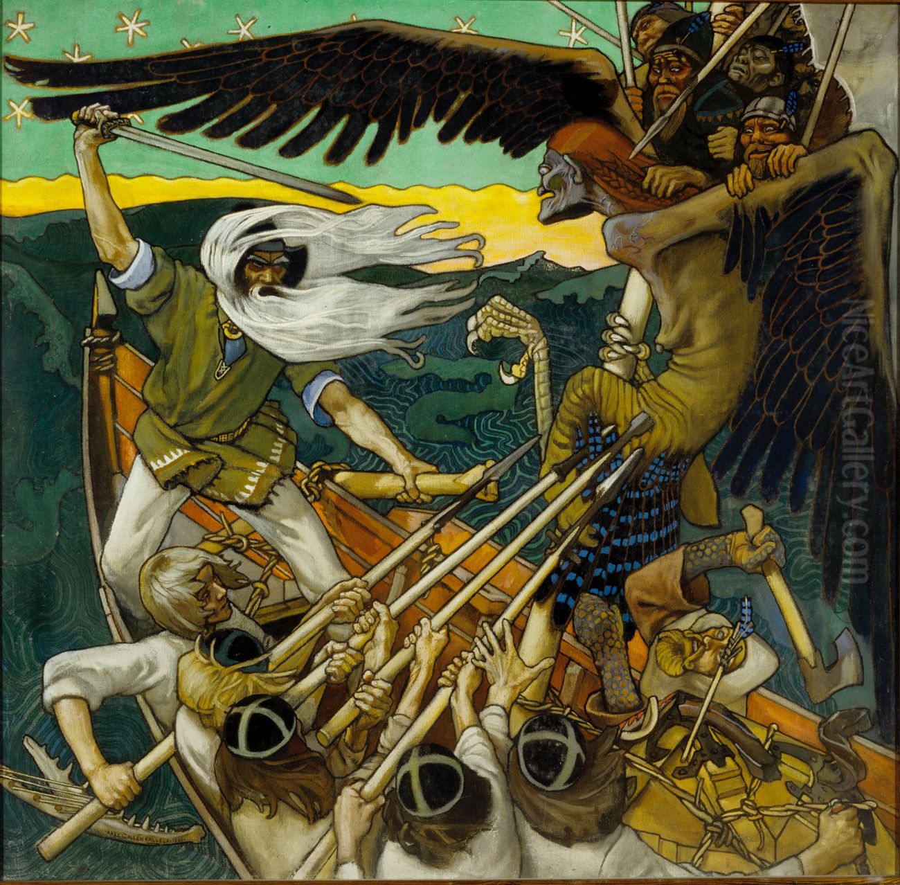 Sammon puolustus Oil Painting by Akseli Valdemar Gallen-Kallela
