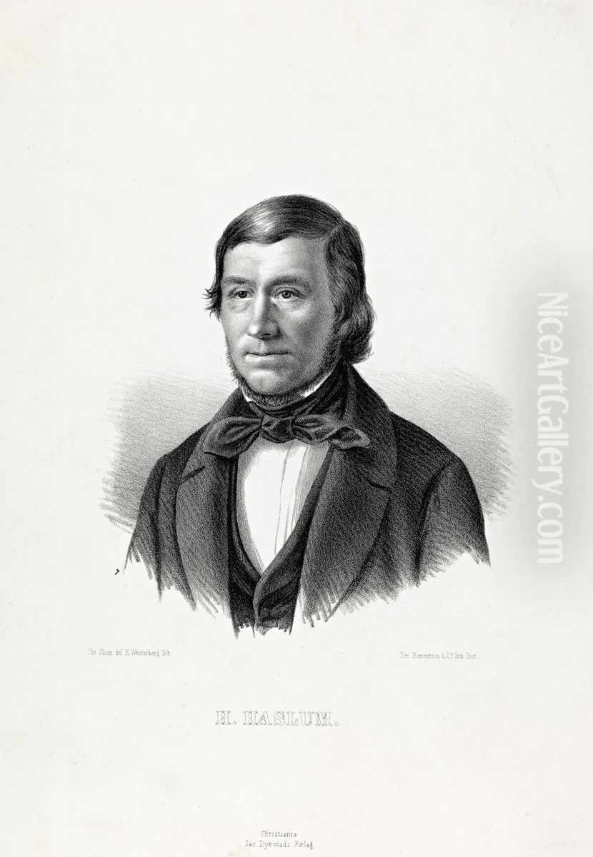 Portrait of Hans Haslum Oil Painting by Christian Olsen
