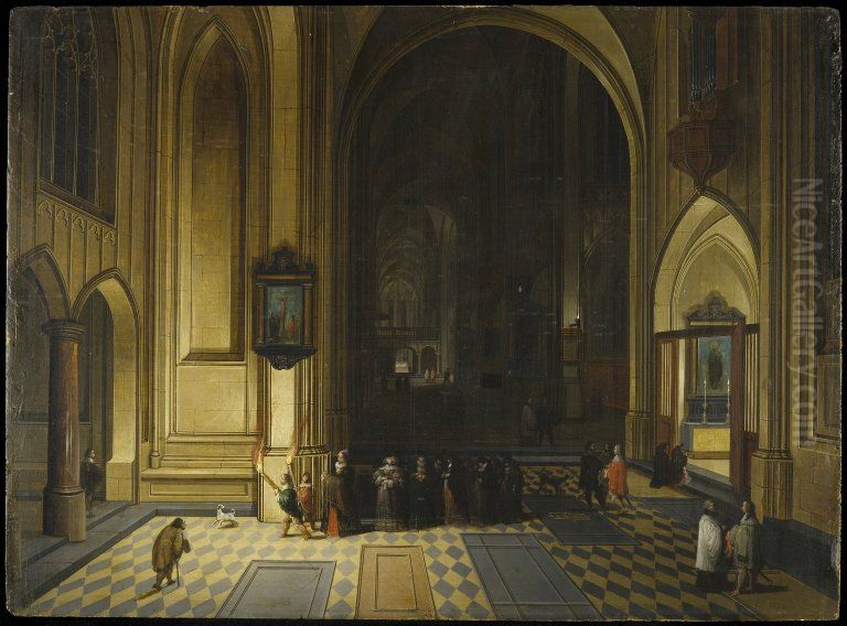 Interior of a Cathedral Oil Painting by Pieter Neefs the Elder