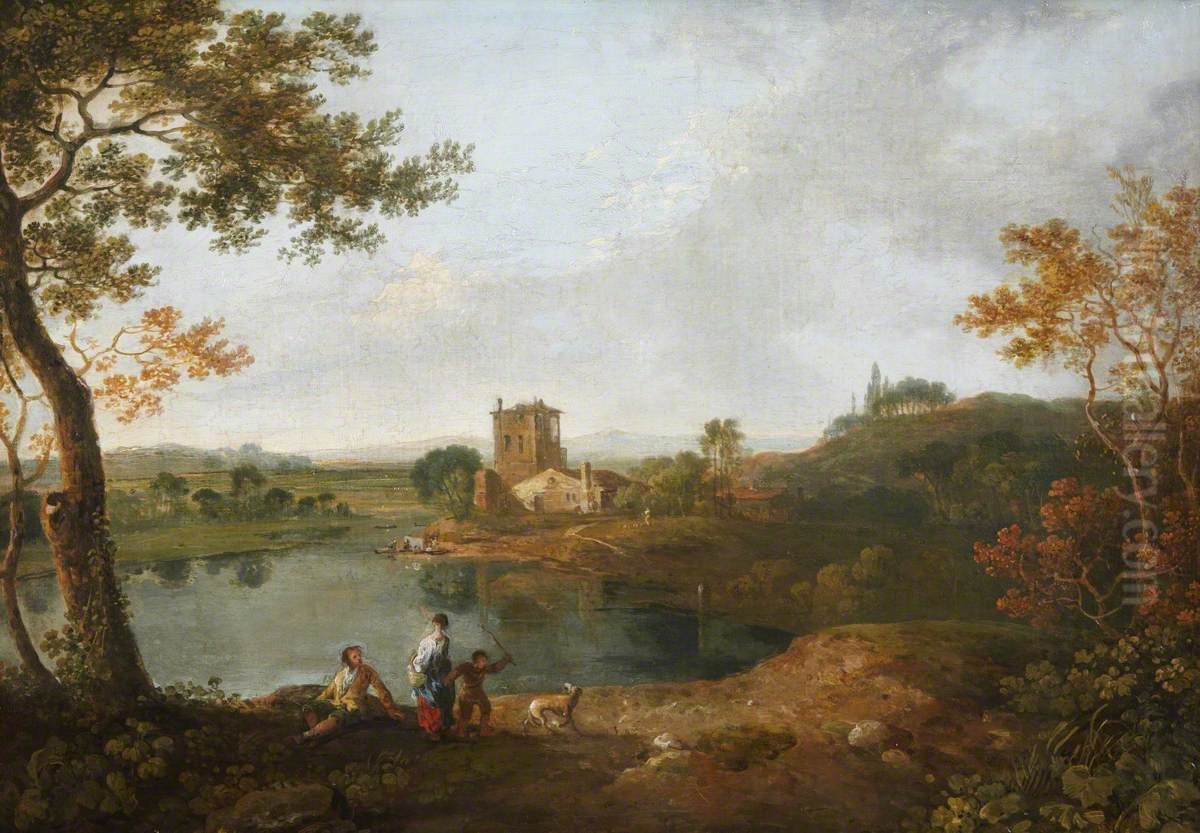 An Italian Landscape Oil Painting by Richard Wilson