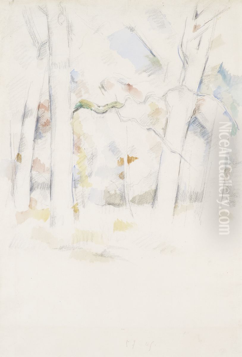 Sous-bois (Under the Trees) Oil Painting by Paul Cezanne