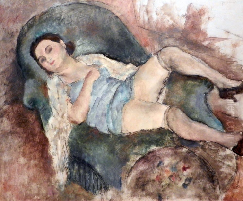 Andree (femme se reposant) Oil Painting by Jules Pascin