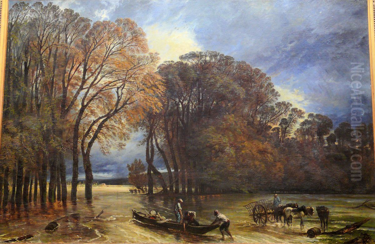 Inondation a Saint-Cloud (parc de Saint-Cloud) Oil Painting by Paul Huet