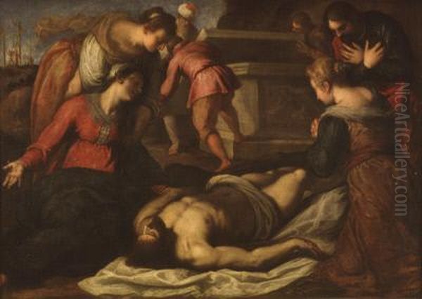 Lamentation over the Dead Christ Oil Painting by Palma Vecchio