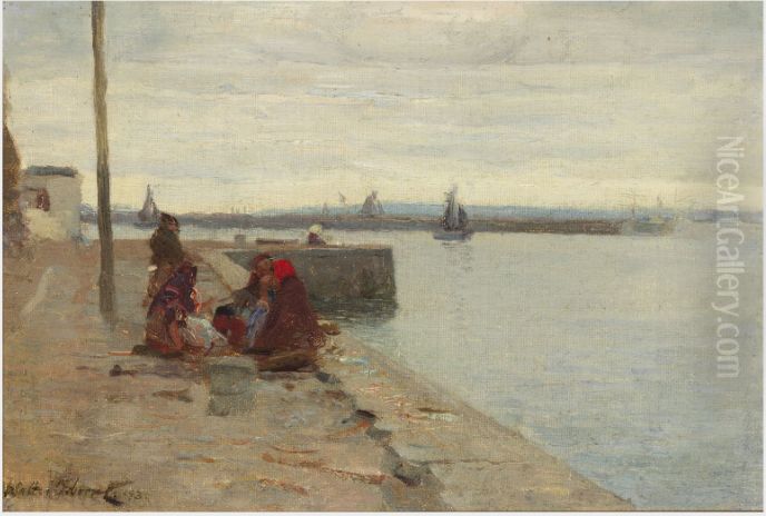 Women on a Galway Quayside Oil Painting by Walter Osborne