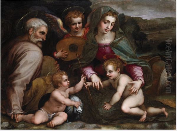 The Holy Family Oil Painting by Francesco Salviati