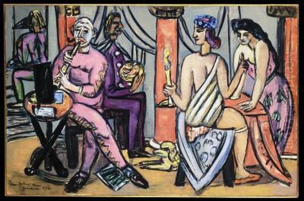 The Pompeii Clowns Oil Painting by Max Beckmann