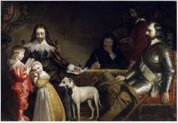 An Interview between Charles I and Oliver Cromwell Oil Painting by Daniel Maclise