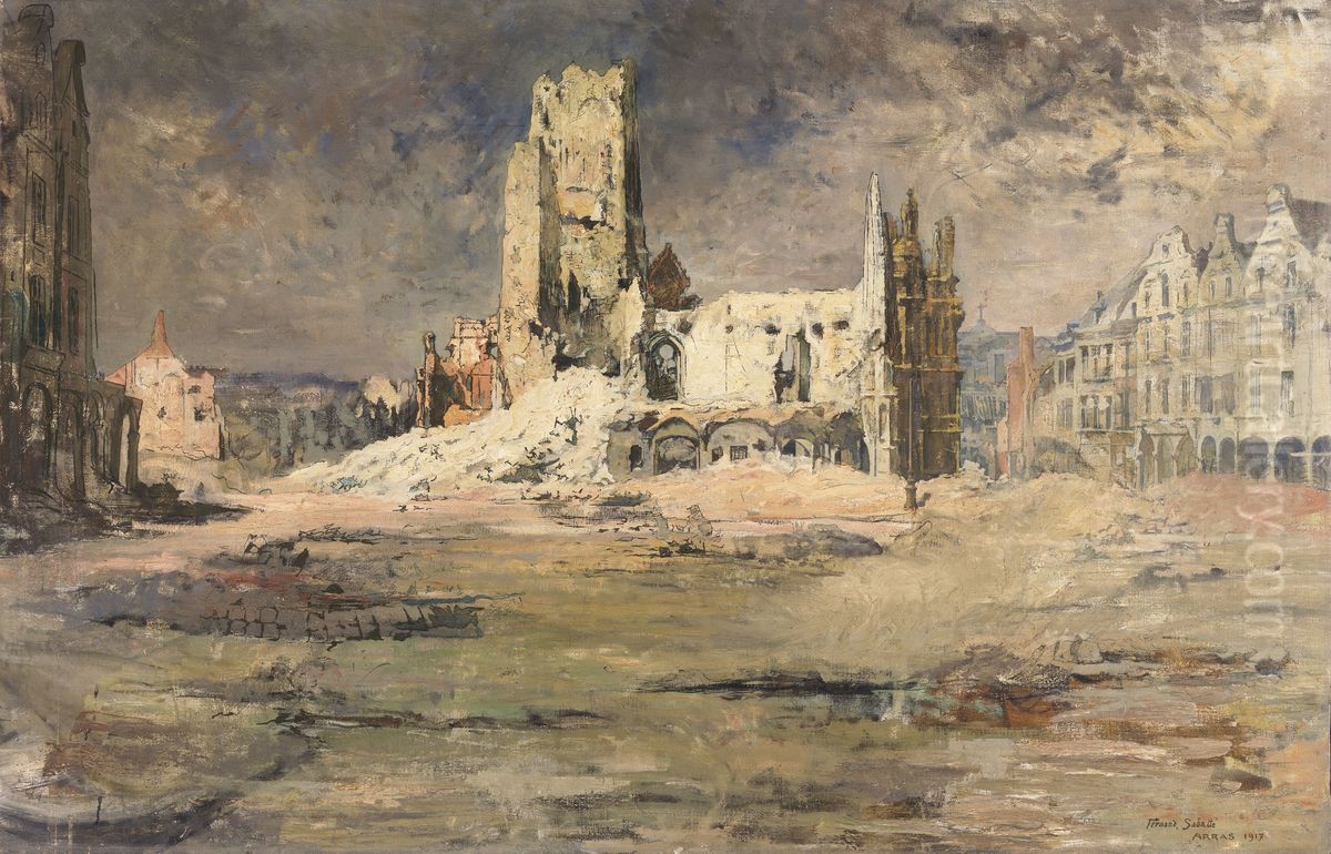 The Arras Belfry (1916) Oil Painting by Fernand Sabatte